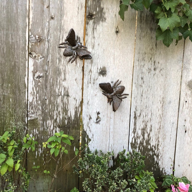 It's Cactus Buzzing Around Bumble Bee, Set of 2, Metal Bugs Wall Art, Decorative Garden Insects Home Decor, Recycled Haitian Art (Bees) - Image 4
